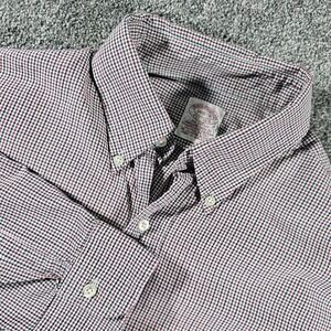 Brooks Brothers Shirt Mens 16.5-5 Red Navy Gingham Button Down L/S Preppy